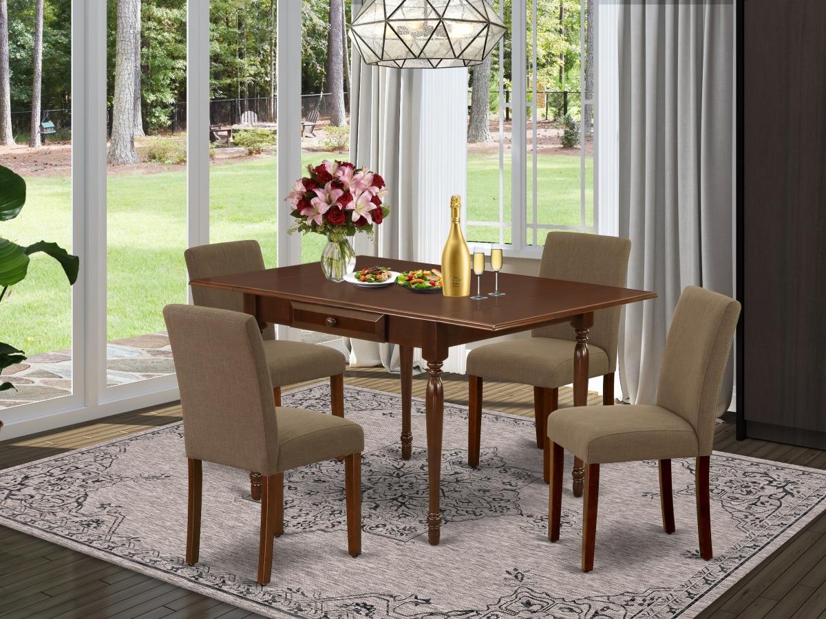 5 Piece Monza Modern Dining Table Set - Mahogany & Coffee