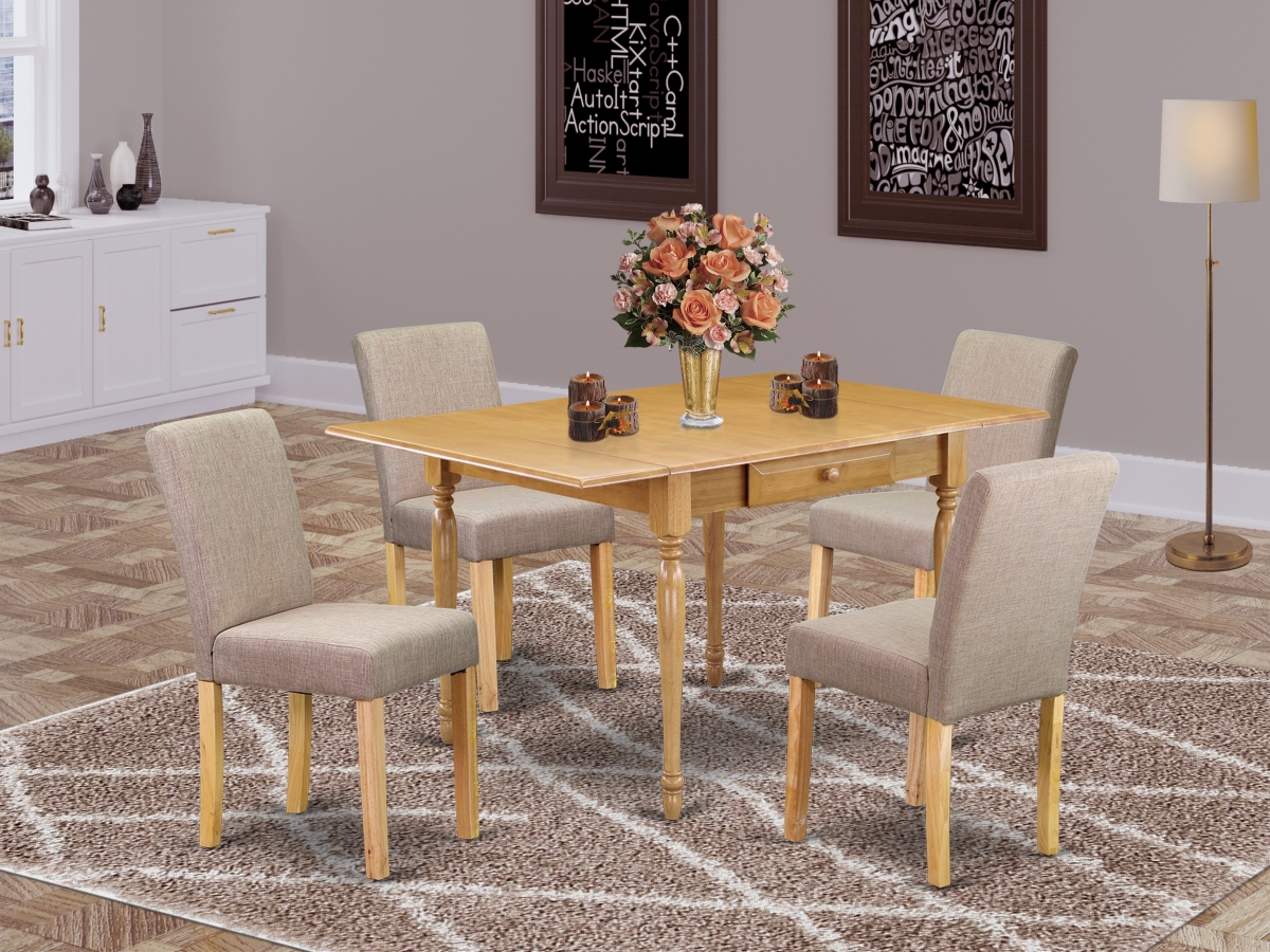 5 Piece Monza Kitchen Table Set - Oak & Light Fawn