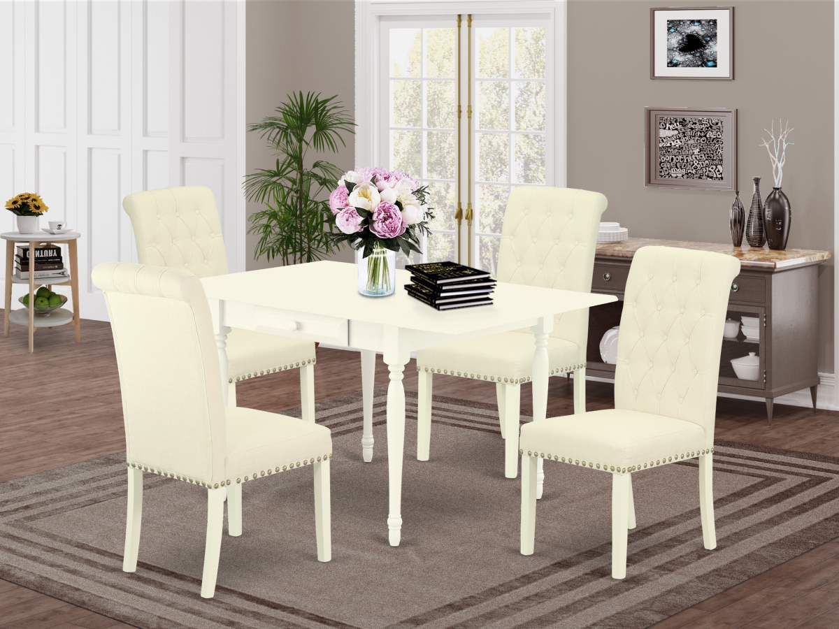 5 Piece Monza Dinette Set - Linen White & Light Beige