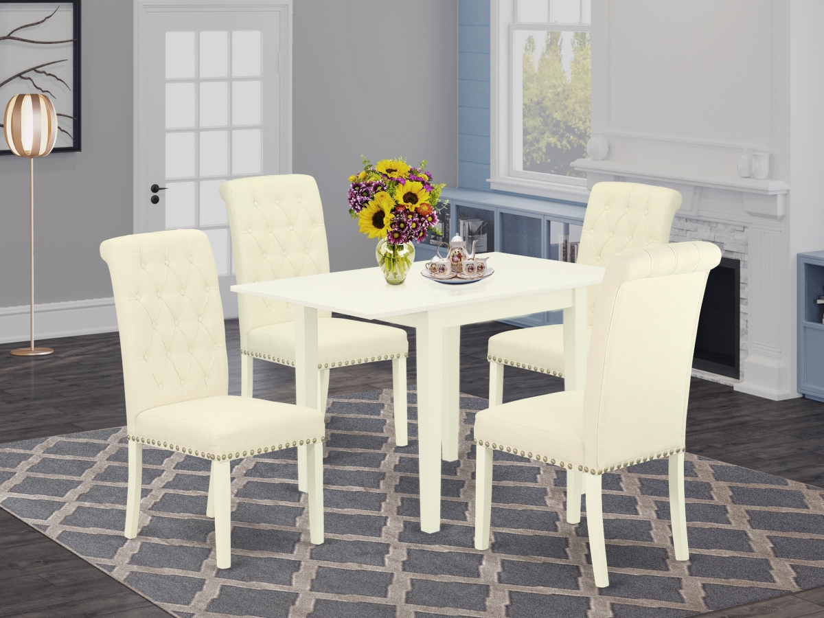 5 Piece Norden Wooden Dining Table Set - Light Beige & Linen White