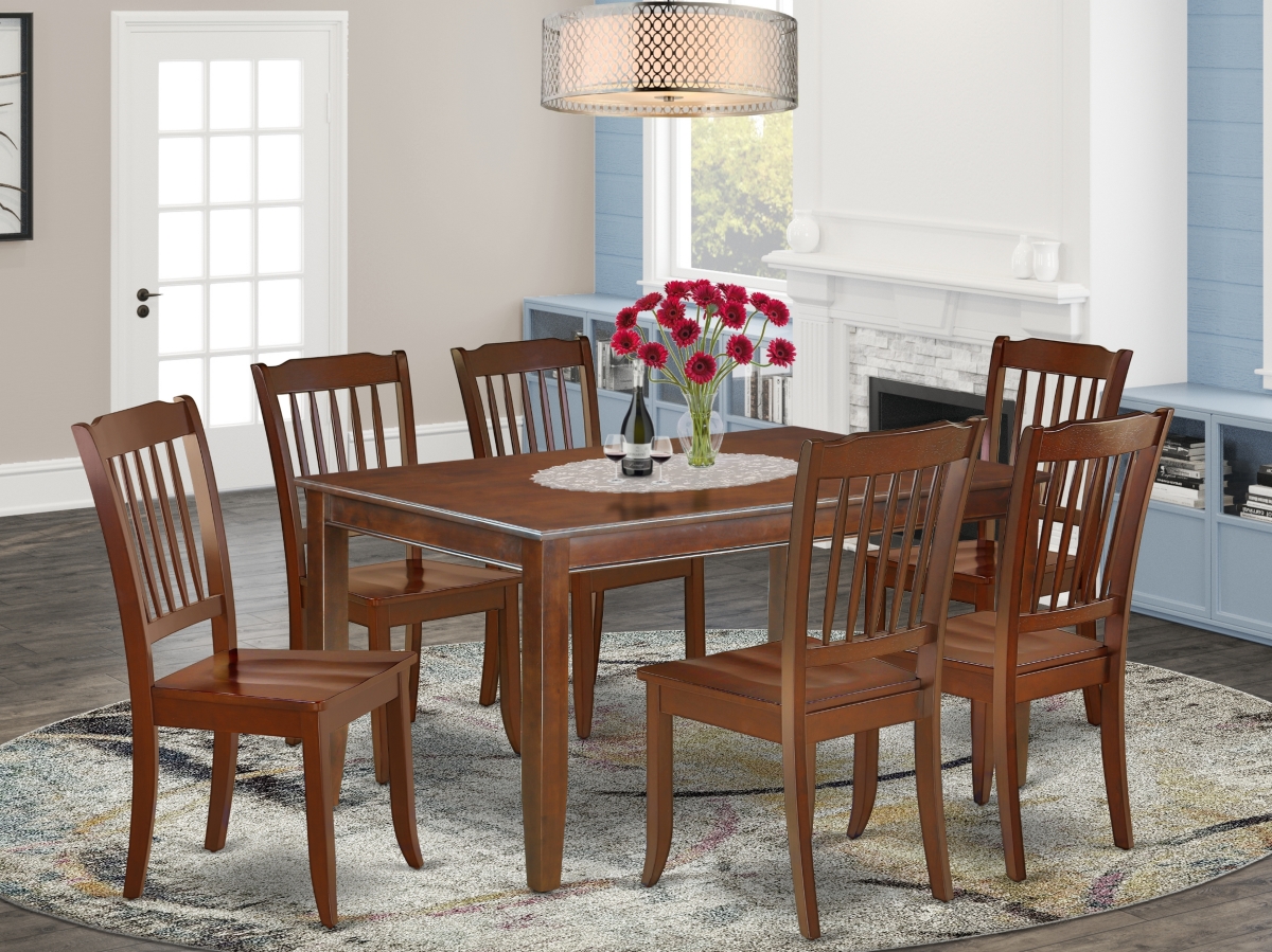 60 in. Dudley Rectangular Table & 6 Vertical Slatted Chairs - Mahogany, 7 Piece