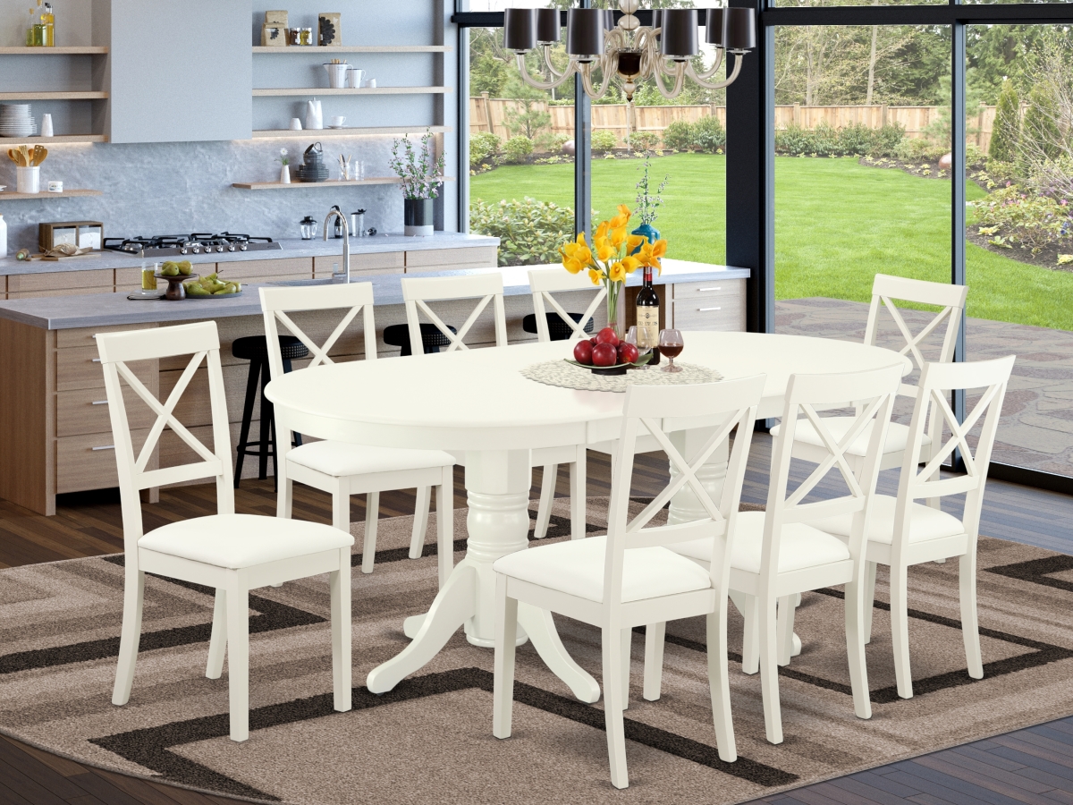 9 Piece Vancouver Dining-room Set - Linen White & Gray