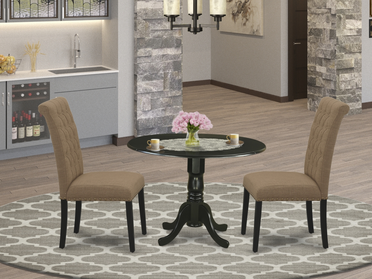 3 Piece Dublin Dinette Set - Black & Light Sable