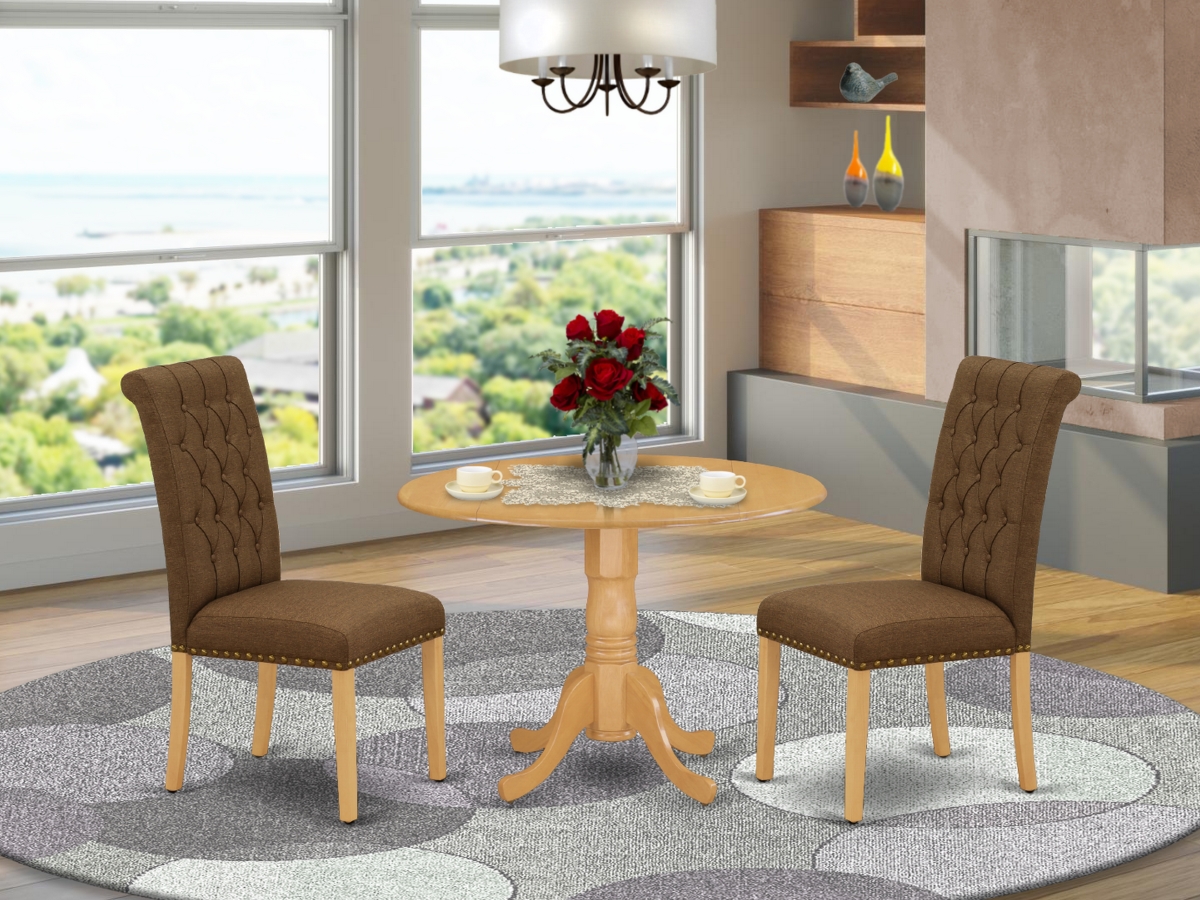 3 Piece Dublin Dinette Set - Oak & Dark Coffee