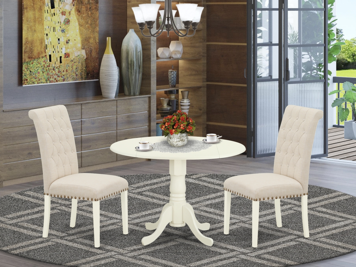 3 Piece Dublin Dinette Set - Linen White & Light Beige
