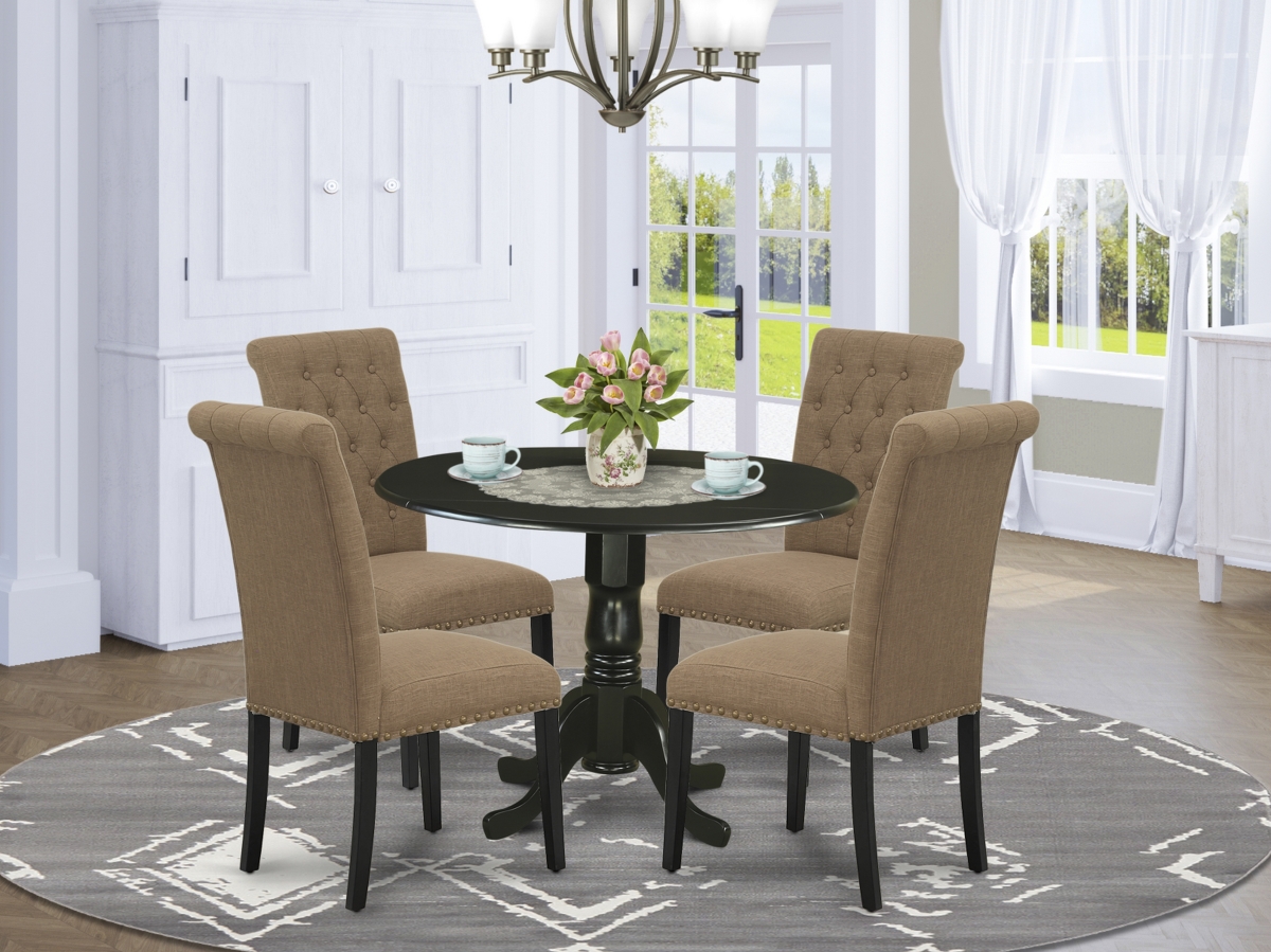 DLBR5-BLK-17 5 Piece Dublin Dining Set - Black & Light Sable