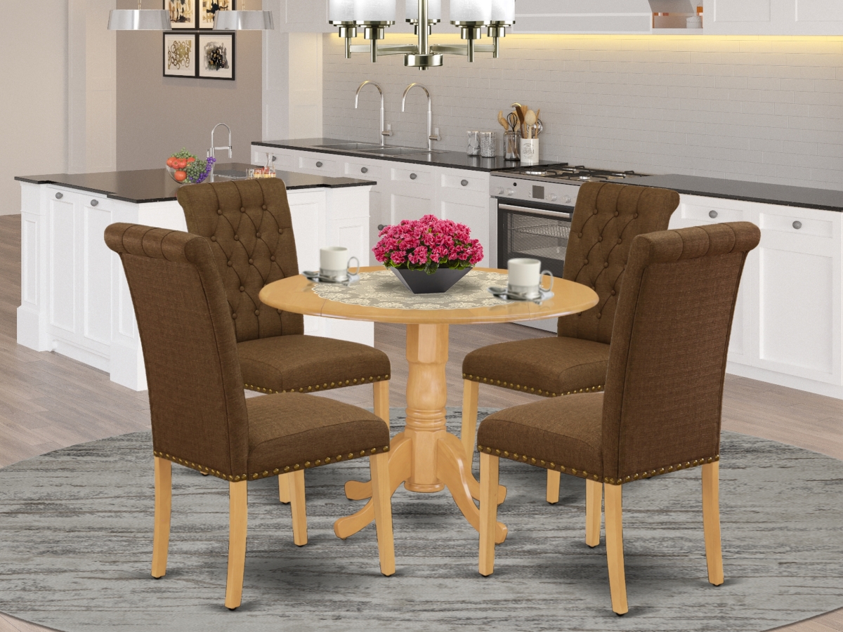 5 Piece Dublin Dining Set - Oak & Dark Coffee