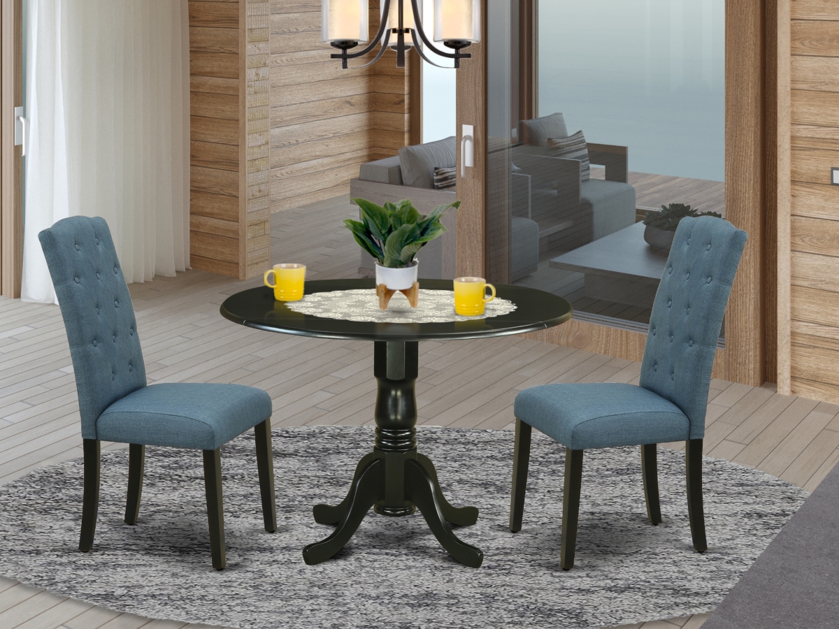 3 Piece Dublin Dinette Set - Black & Blue