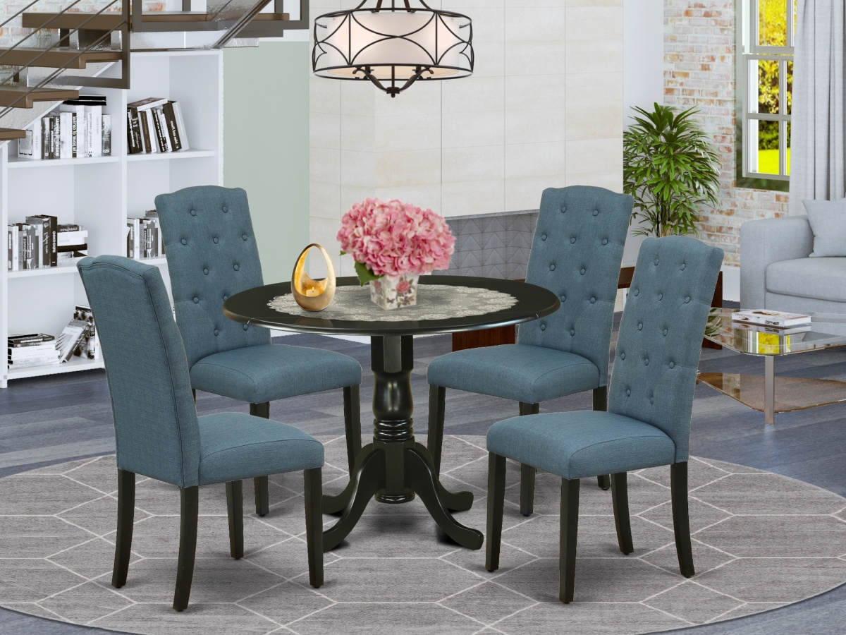 5 Piece Dublin Dining Set - Black & Blue