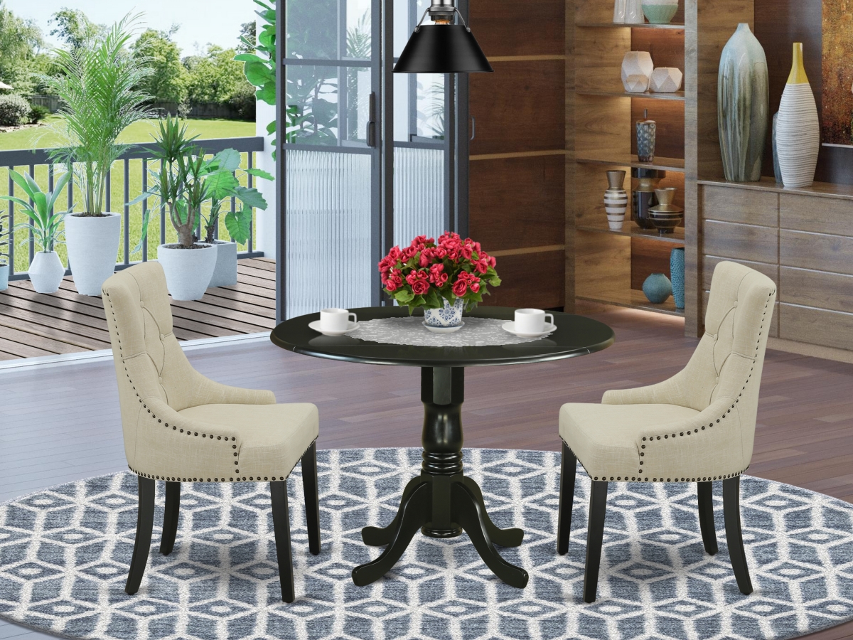3 Piece Dublin Dinette Set - Black & Light Beige