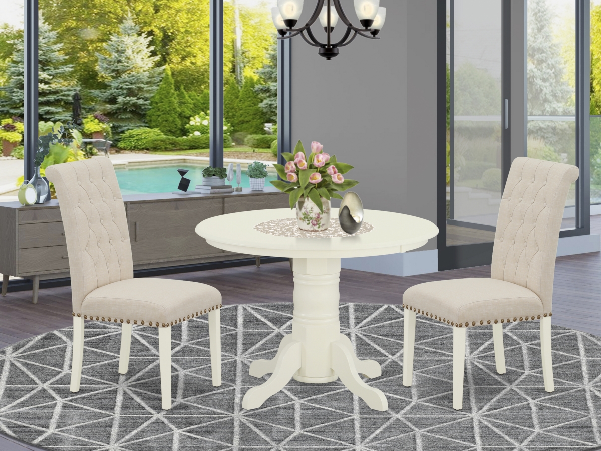 3 Piece Shelton Dinette Set - Linen White & Light Beige