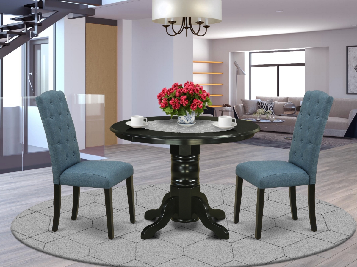 3 Piece Shelton Dinette Set - Black & Blue