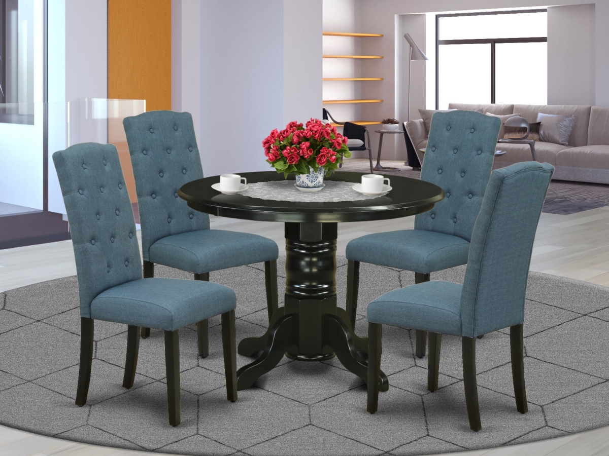 5 Piece Shelton Dining Set - Black & Blue