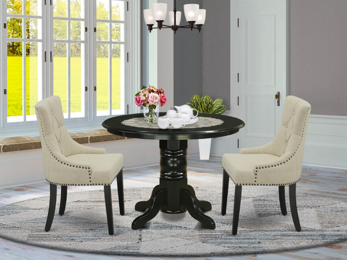 3 Piece Shelton Dinette Set - Black & Light Beige