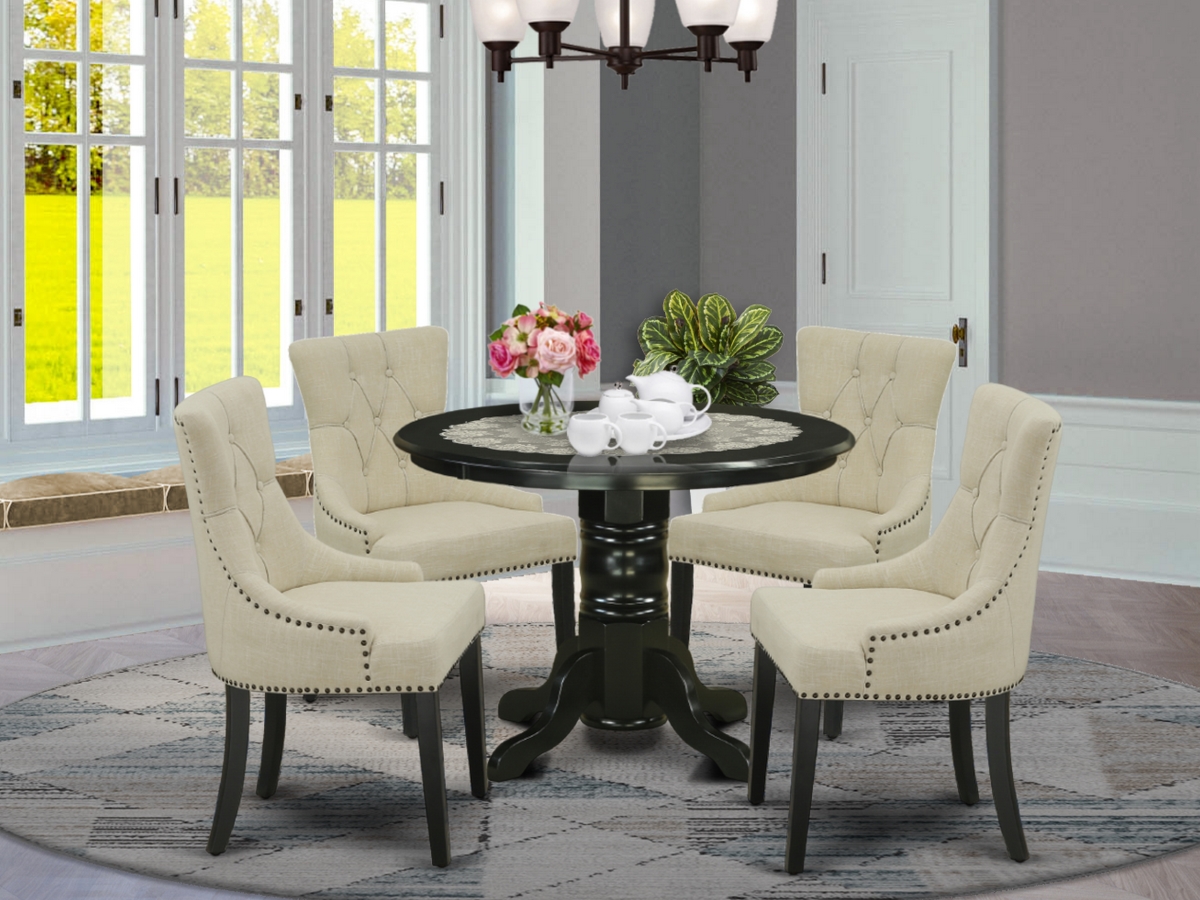 5 Piece Shelton Dining Set - Black & Light Beige