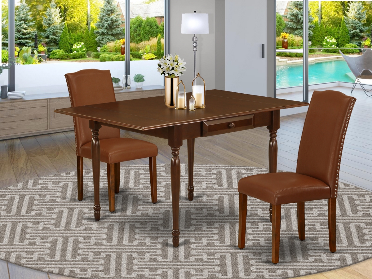 MZEN3-MAH-66 3 Piece Monza Dinette Set - Mahogany & Brown