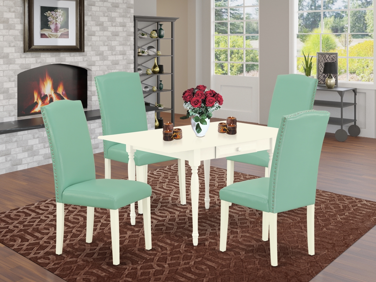 5 Piece Monza Dining Set - Linen White & Pond