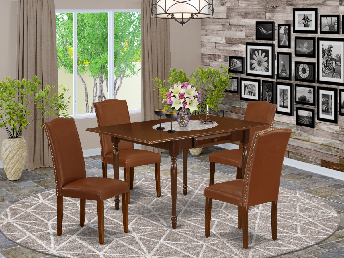 5 Piece Monza Dining Table Set - Mahogany & Brown
