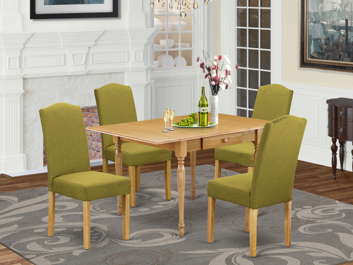 5 Piece Monza Dining Table Set - Oak & Light Pickle