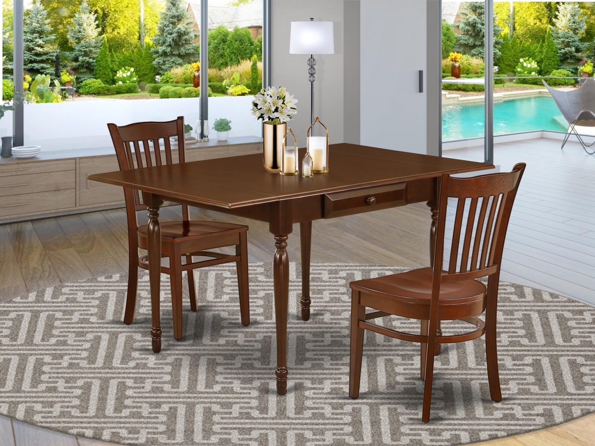 3 Piece Monza Dining Room Table Set - Mahogany