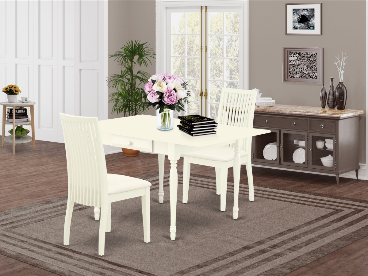 3 Piece Monza Dining Room Set - Linen White