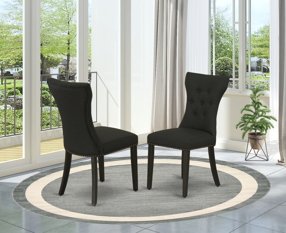 Gallatin Parson Chair with Blacked Leg & Black Fabric - Set of 2