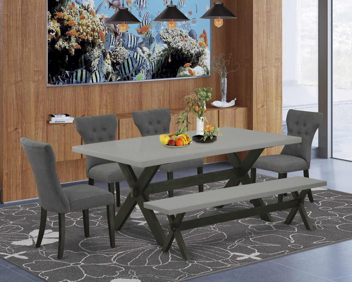 6 Piece X-Style Kitchen Table Set - Dark Gotham Gray