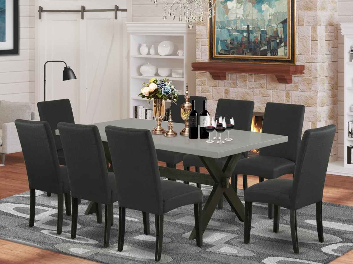 9 Piece X-Style Kitchen Table Set - Linen White