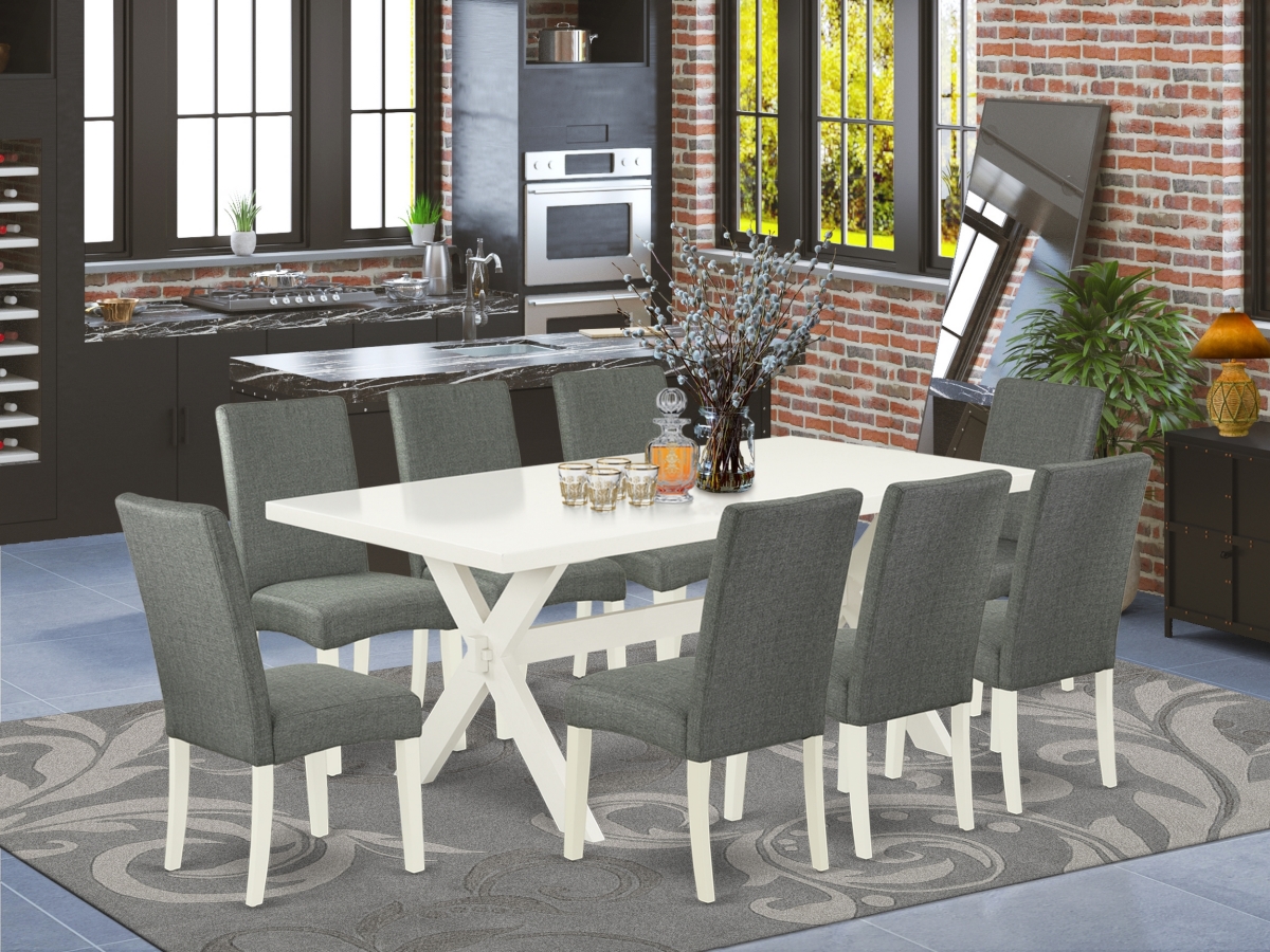 X027DR207-9 9 Piece X-Style Small Dining Table Set - Gray