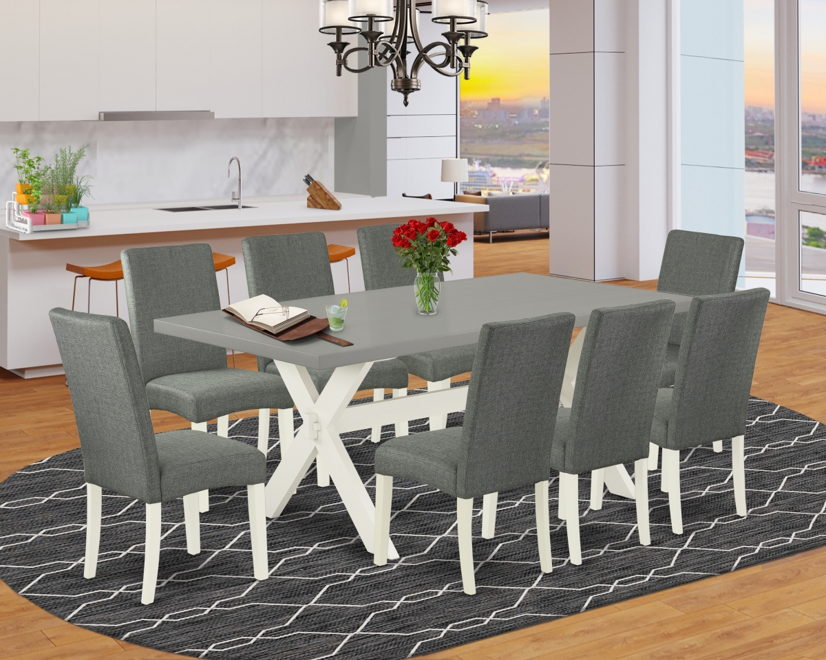 9 Piece X-Style Dinette Room Set - Gray & Cement
