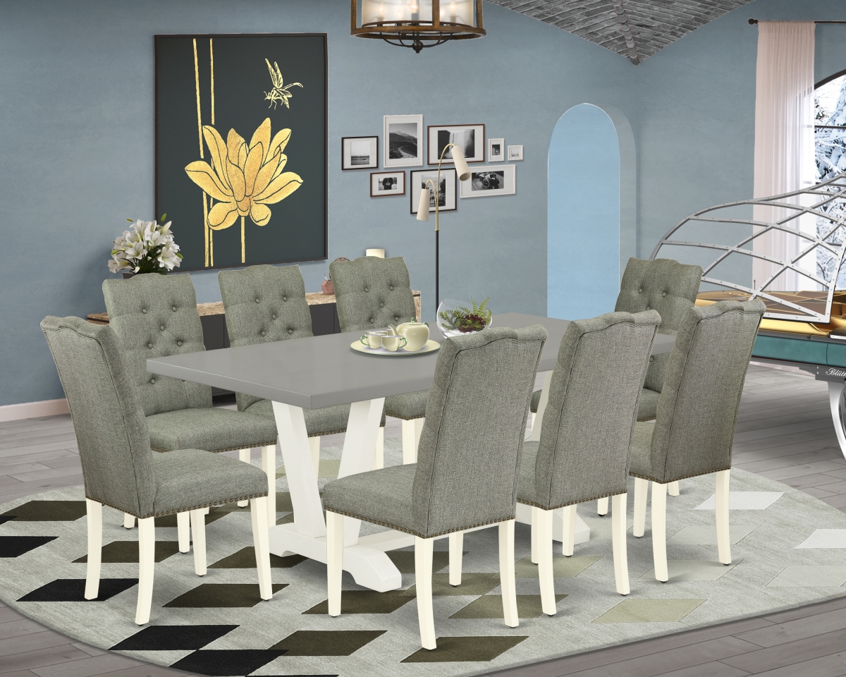 9 Piece V-Style Dinette Set - Linen White