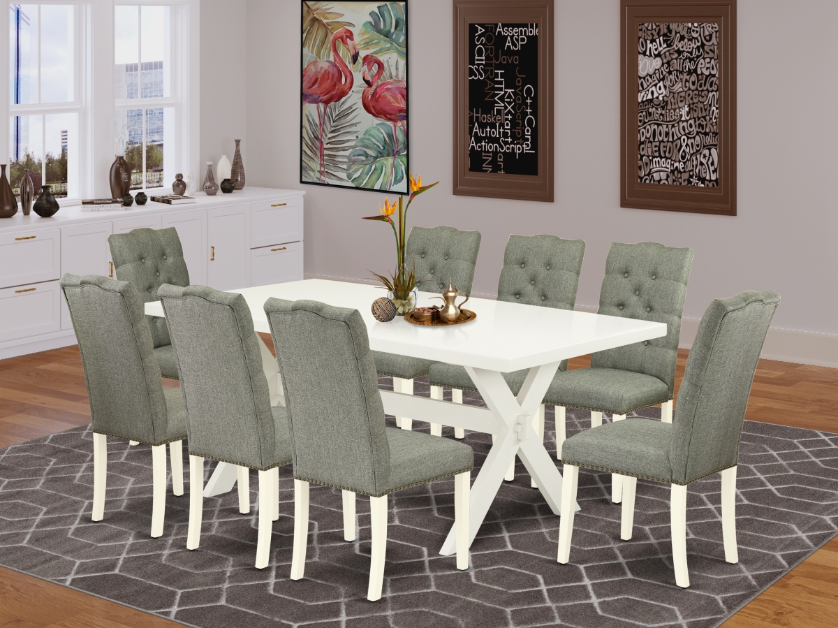 9 Piece X-Style Kitchen Table Set - Gray