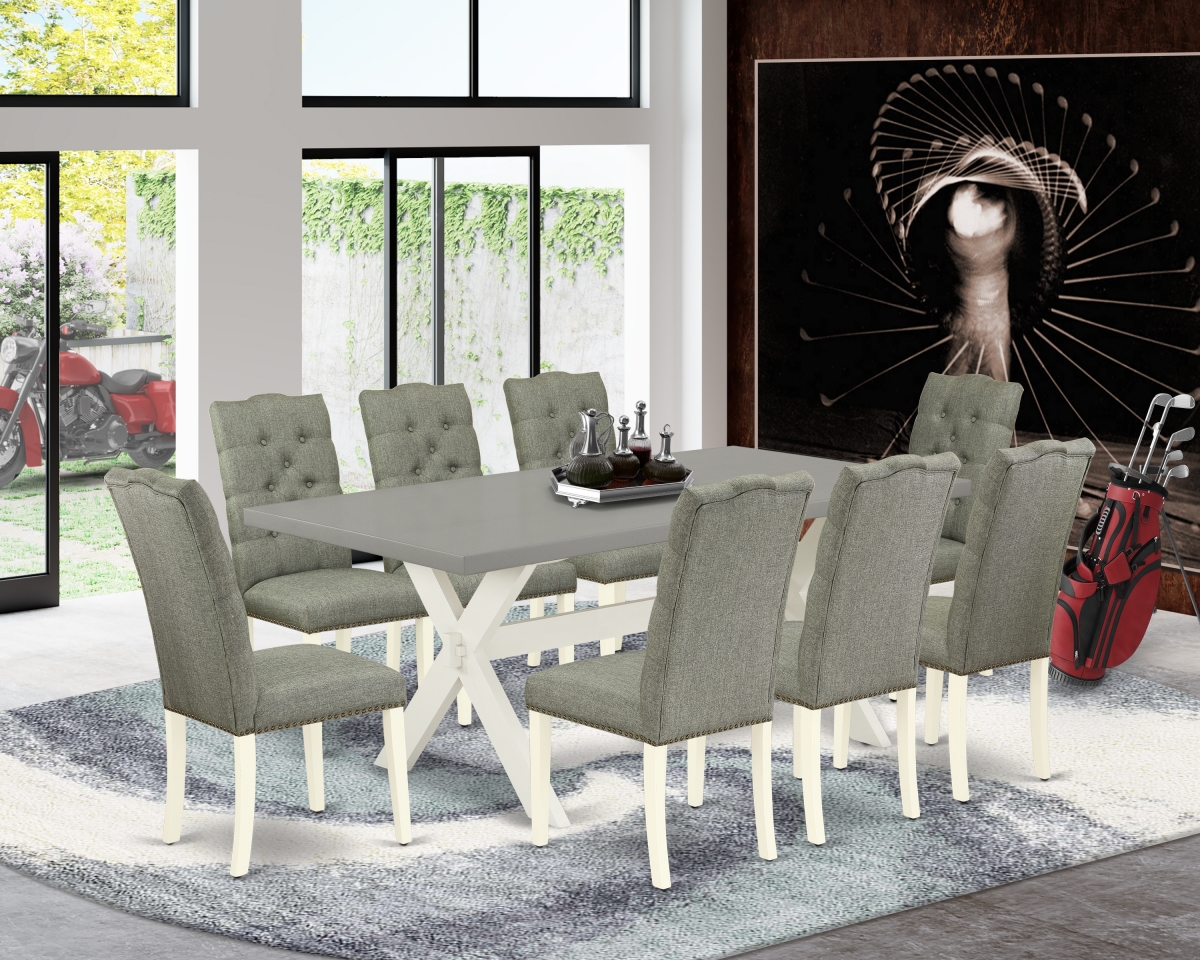 9 Piece X-Style Dinette Set - Linen White