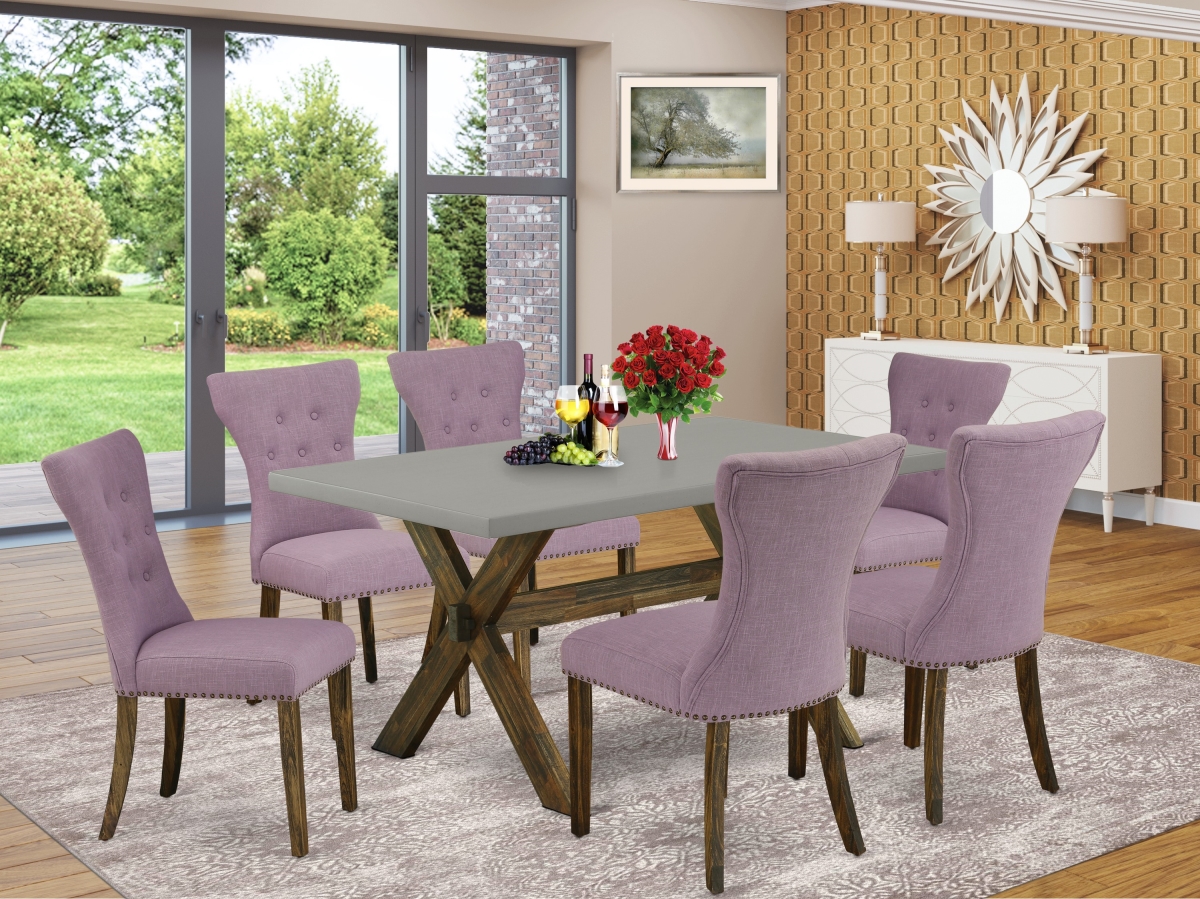7 Piece X-Style Dining Room Table Set - Dahlia