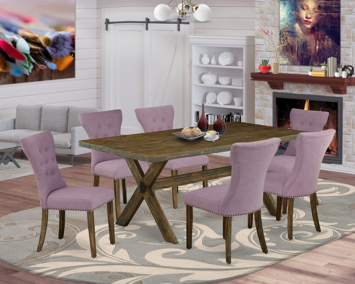 7 Piece X-Style Dining Room Table Set - Dahlia