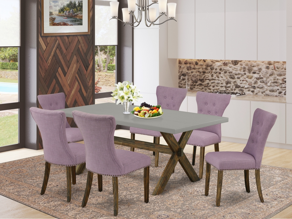 X797GA740-7 7 Piece X-Style Dining Room Table Set - Dahlia -  East West Furniture