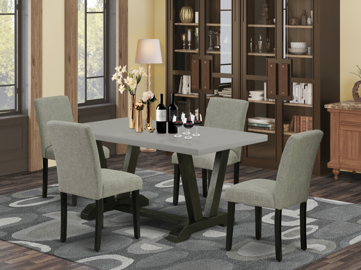 5 Piece V-Style Dinette Set - Shitake & Wire Brushed Black