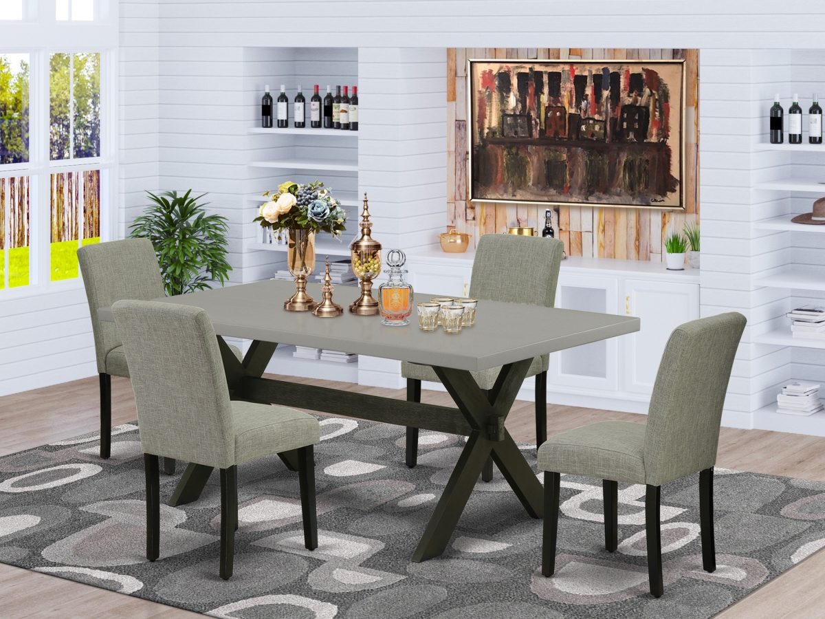 5 Piece X-Style Dinette Room Set - Shitake & Cement