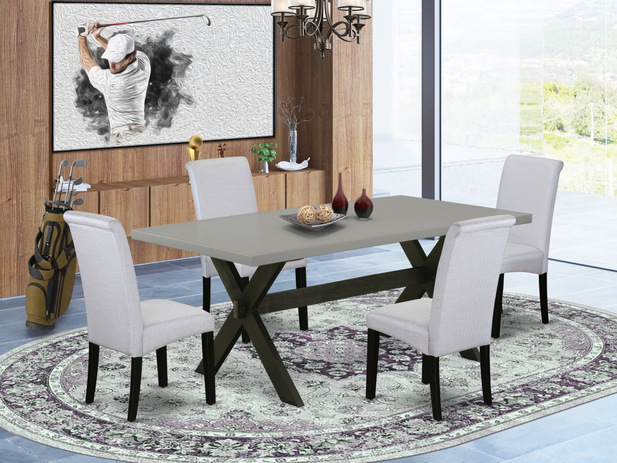 X697BA105-5 5 Piece X-Style Dining Room Table Set - Gray & Cement -  East West Furniture