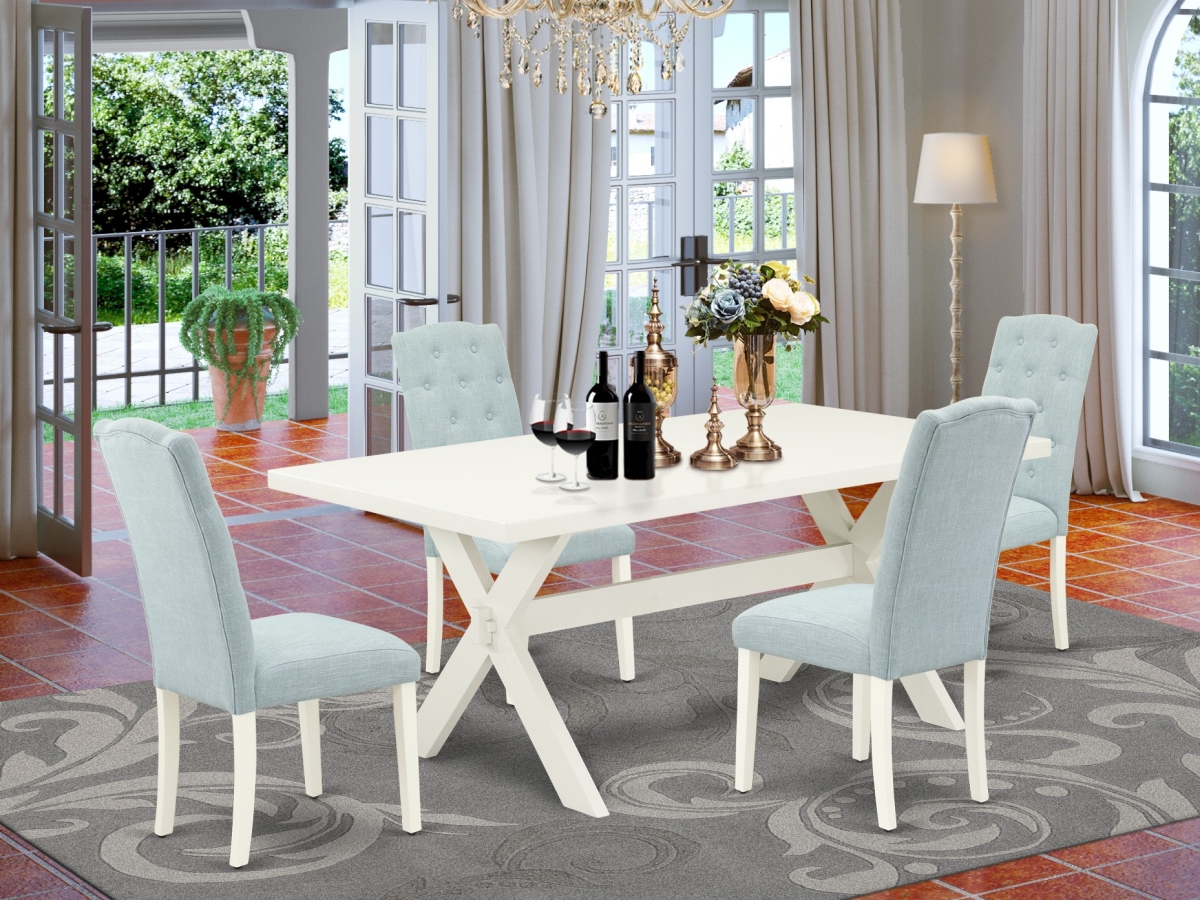 X027CE215-5 5 Piece X-Style Kitchen Table Set - Baby Blue
