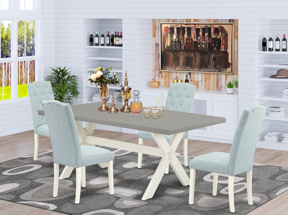 5 Piece X-Style Dining Table Set - Linen White