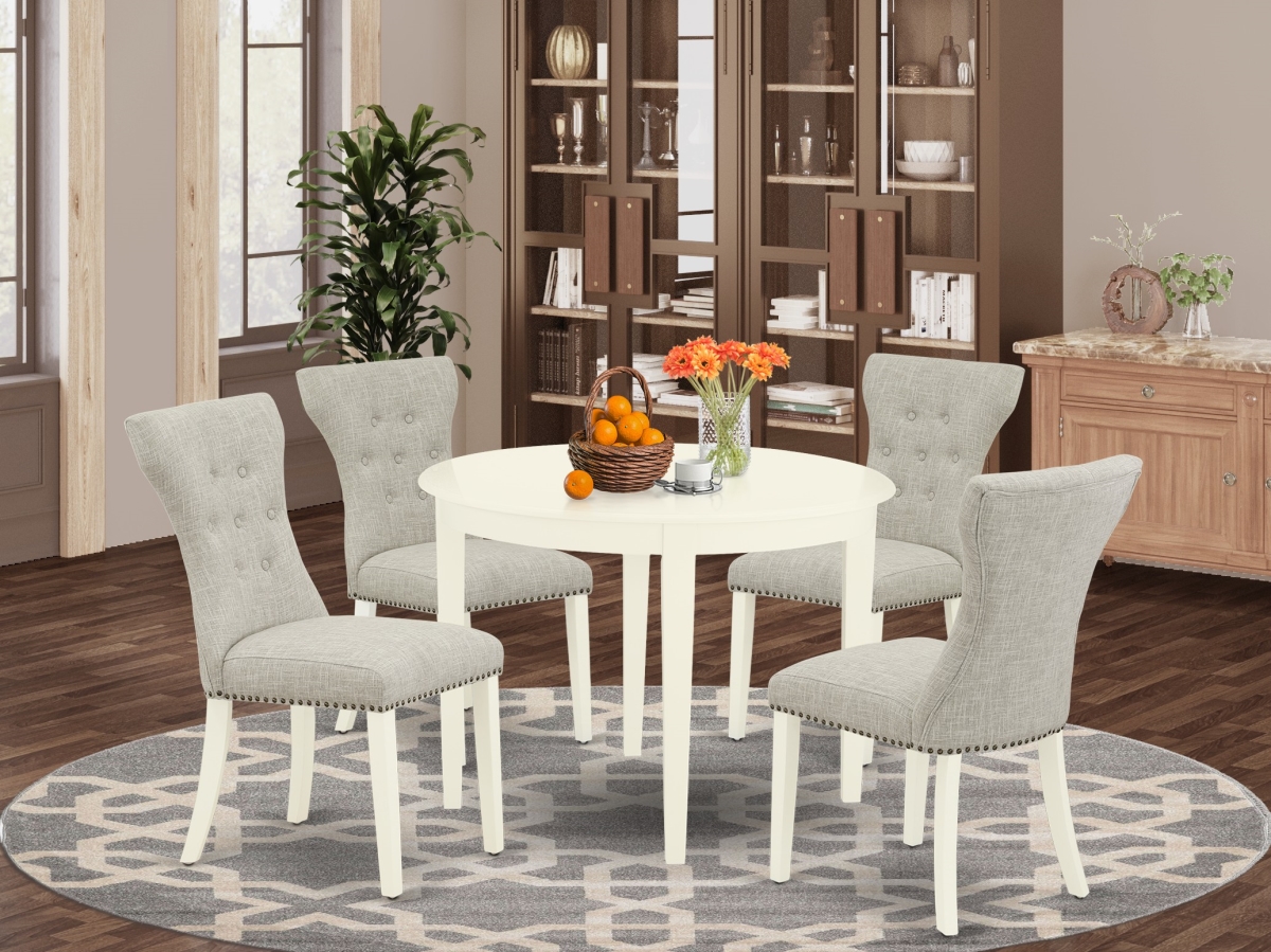 5 Piece Boston Table & Chairs Dining Set - Doeskin & Linen White