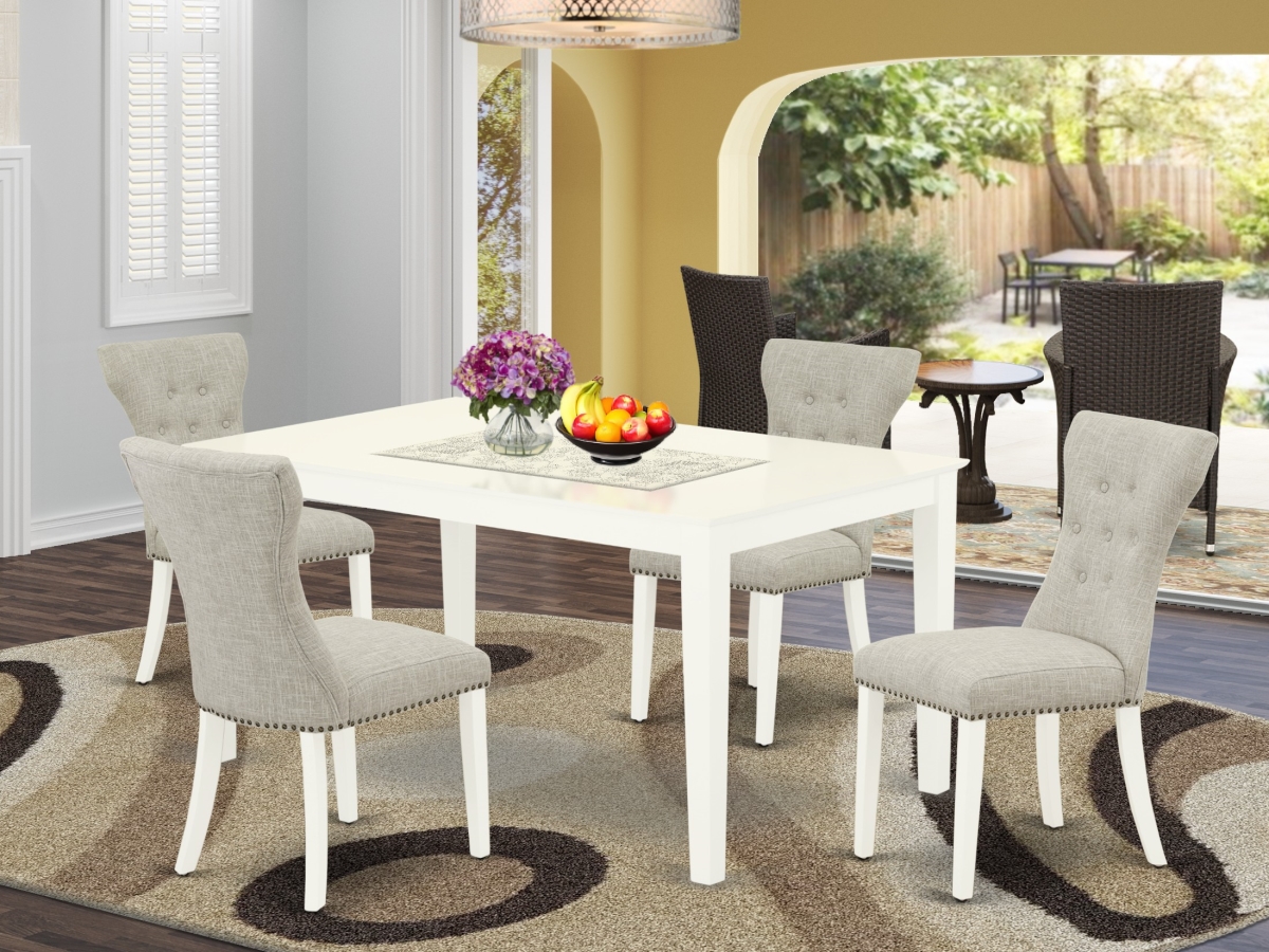 5 Piece Capri Wooden Dining Table Set - Doeskin & Linen White