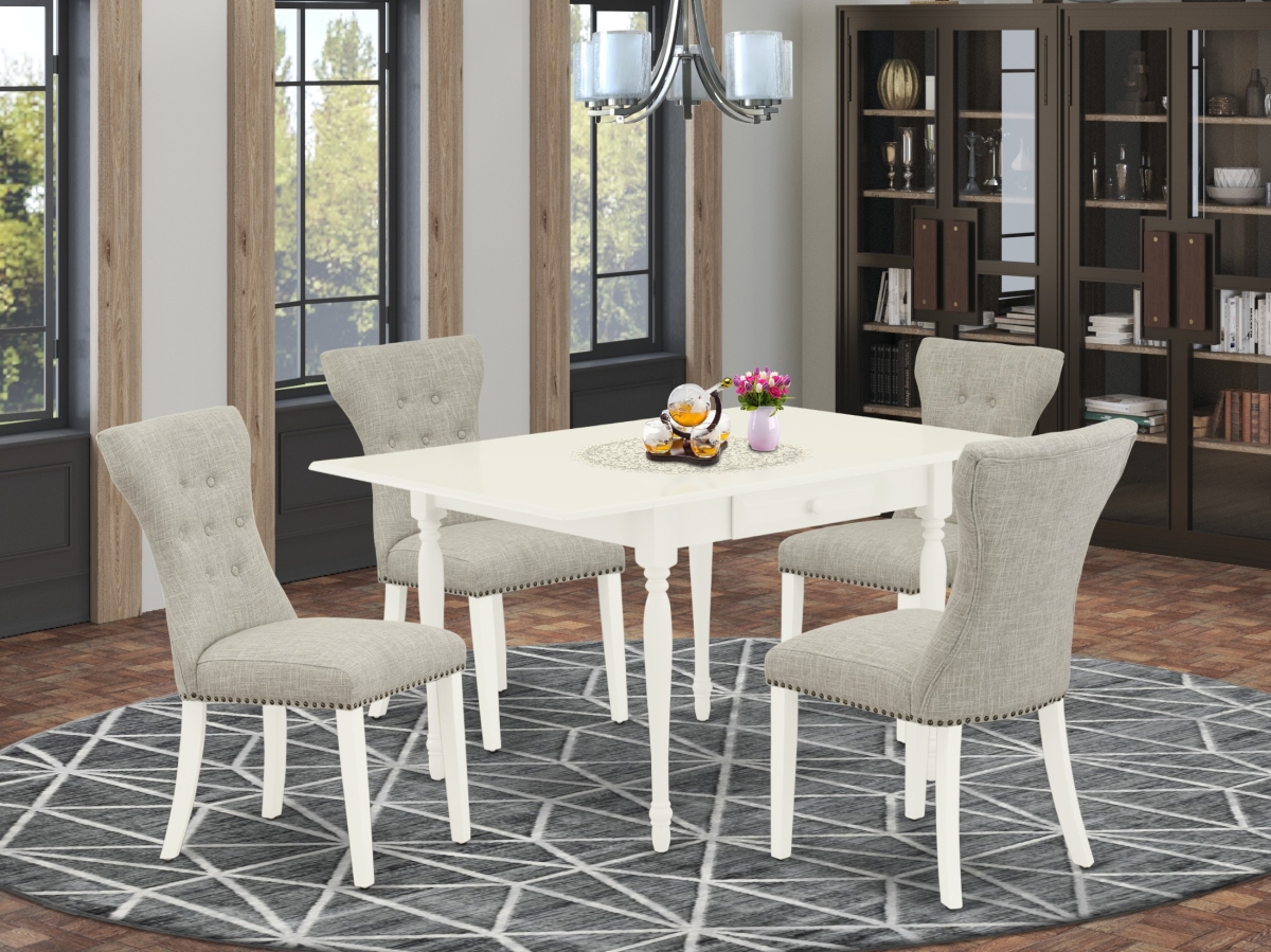 5 Piece Monza Kitchen Table Set - Linen White & Doeskin