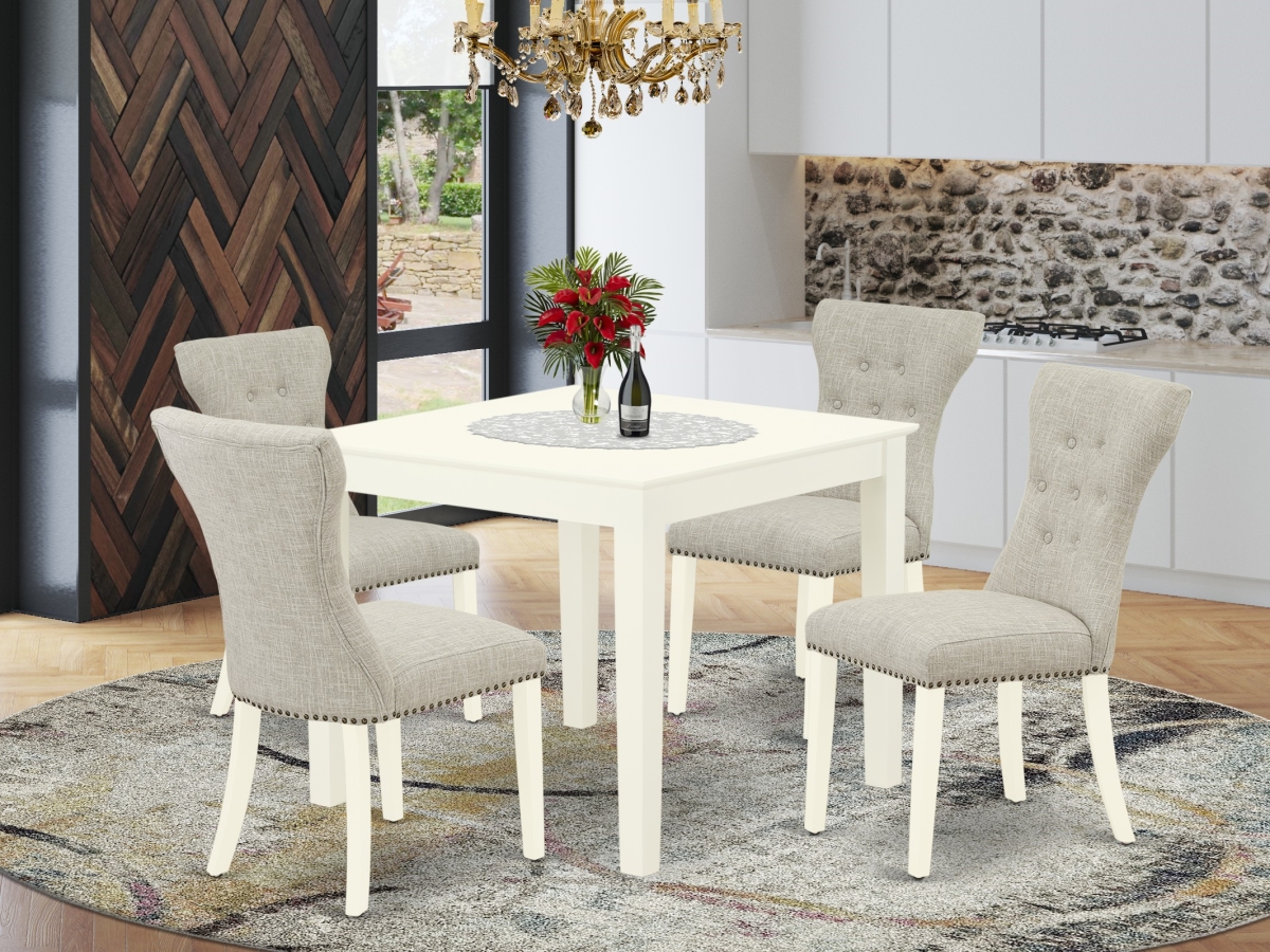 5 Piece Oxford Kitchen Table Set - Linen White & Doeskin