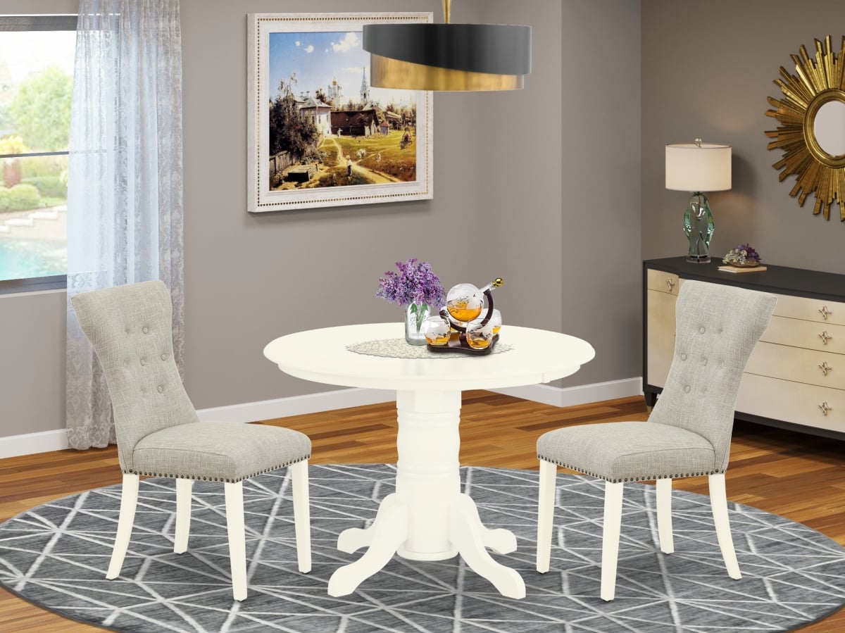 3 Piece Shelton Kitchen Table Set - Doeskin & Linen White