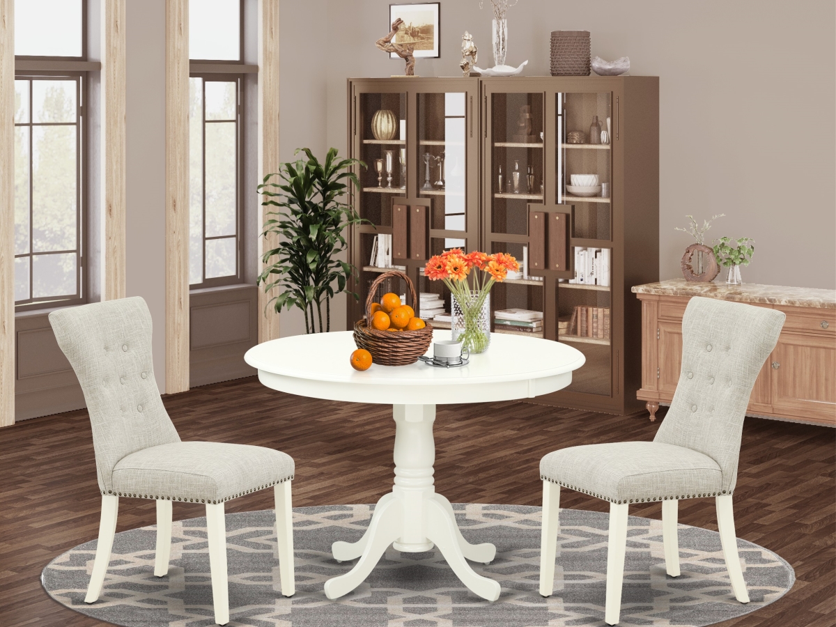 3 Piece Hartland Kitchen Dinette Set - Doeskin & Linen White