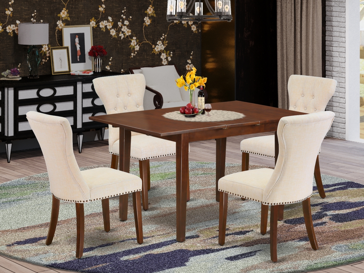 5 Piece Norfolk Dinette Set - Mahogany & Light Beige