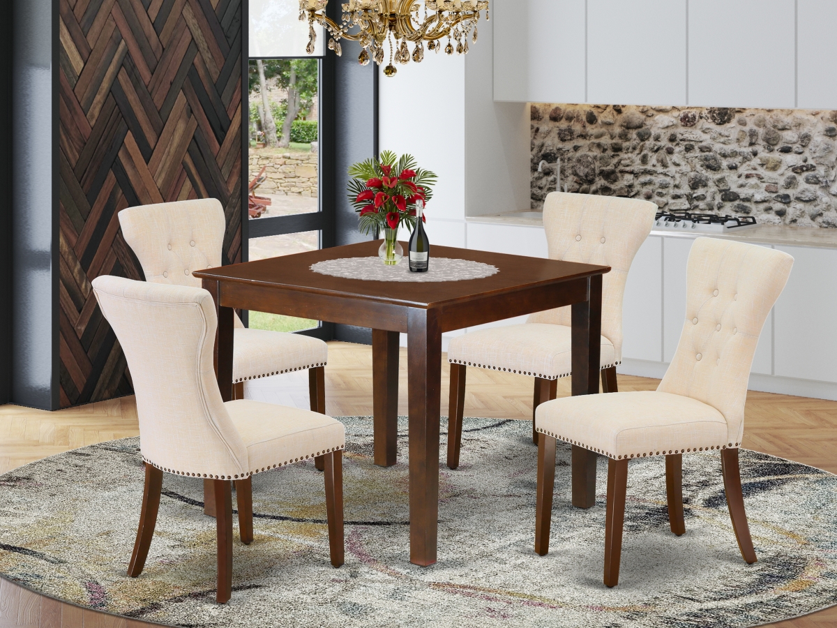 OXGA5-MAH-32 5 Piece Oxford Small Dining Table Set - Mahogany & Light Beige -  East West Furniture