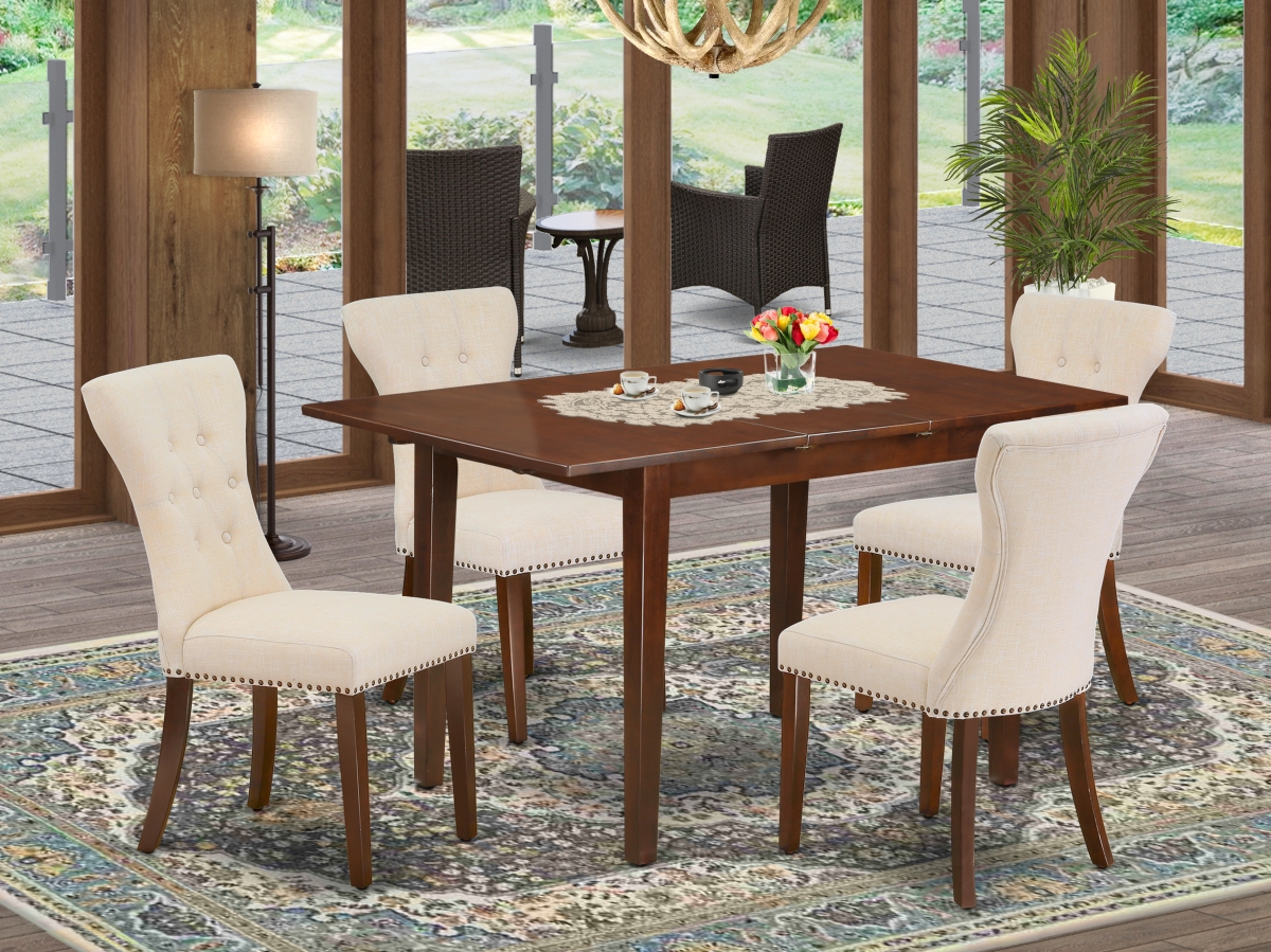 5 Piece Picasso Kitchen Dining Table Set - Mahogany & Light Beige